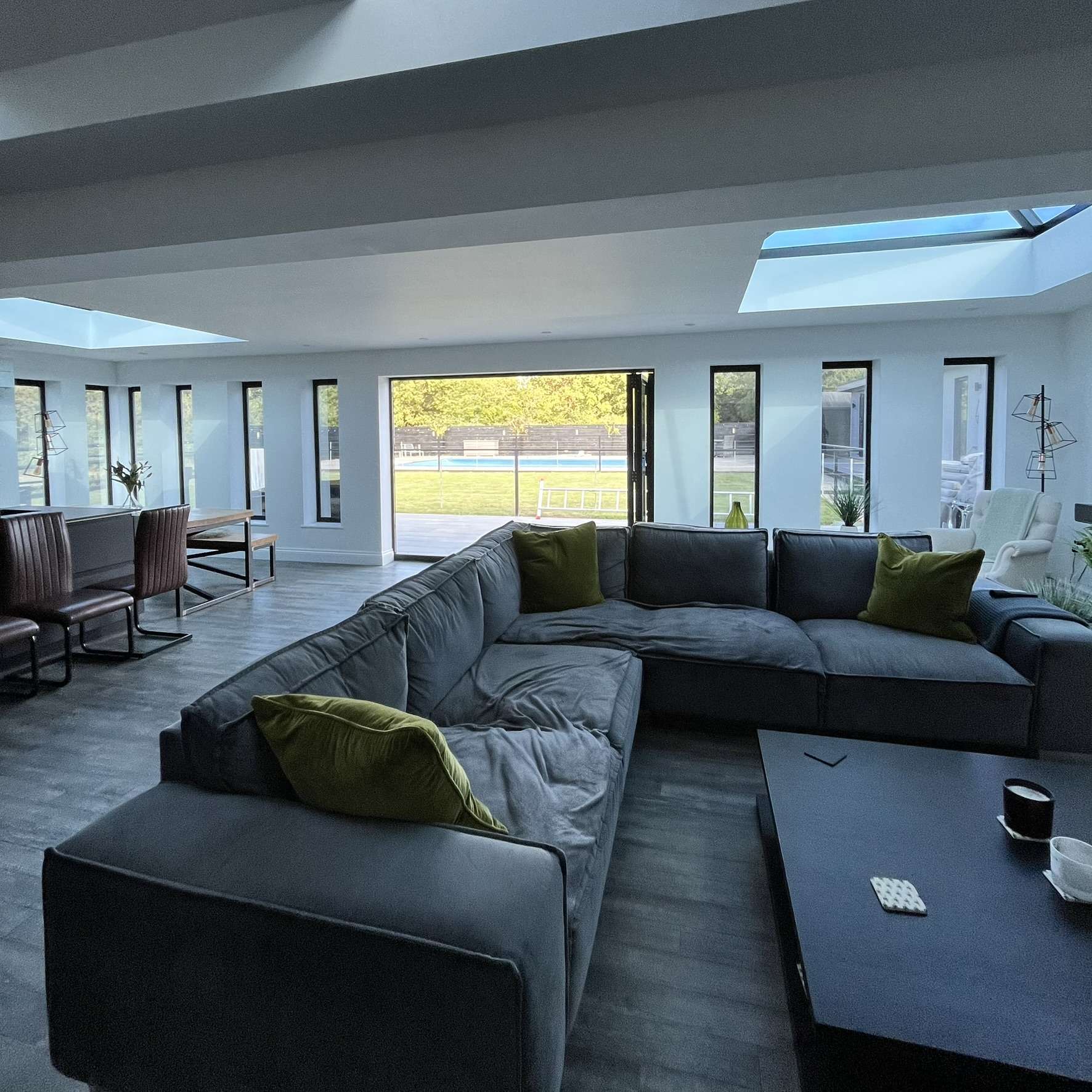Interior view of a large residential property in Benfleet with Silver 20 reflective solar film installed for year round solar control.