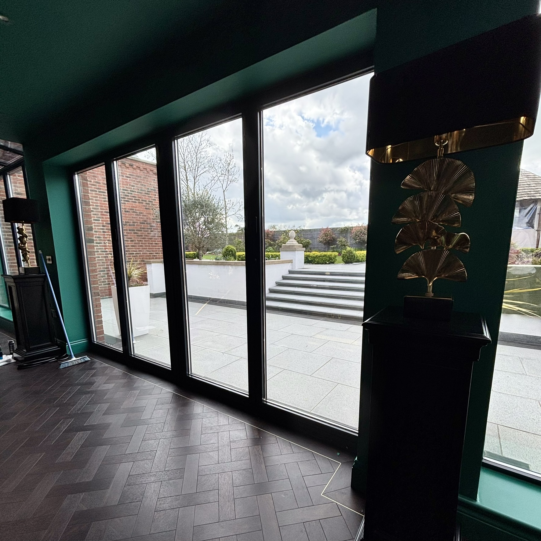 Internal view of doors on a Louth property fitted with Silver 35 reflective solar window film, showing the clean finish and professional installation from inside.